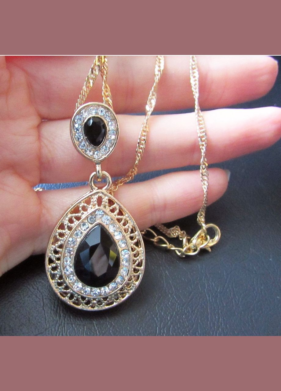 Ювелирный черный кулон на цепи, 2104-2 Fashion Jewelry (336950211)