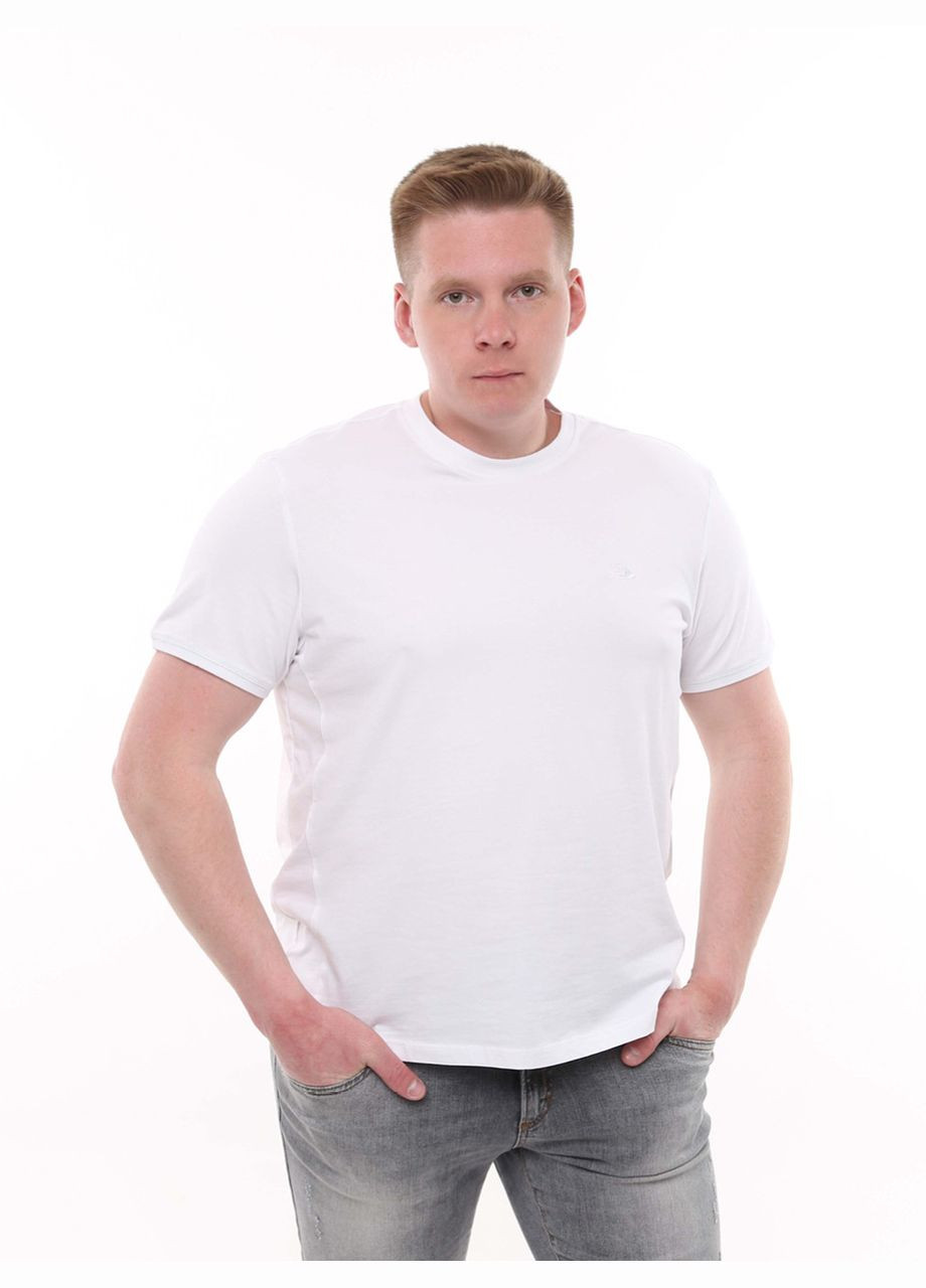 Біла футболка чоловіча біла однотонна великий розмір з коротким рукавом Jean Piere Вільна