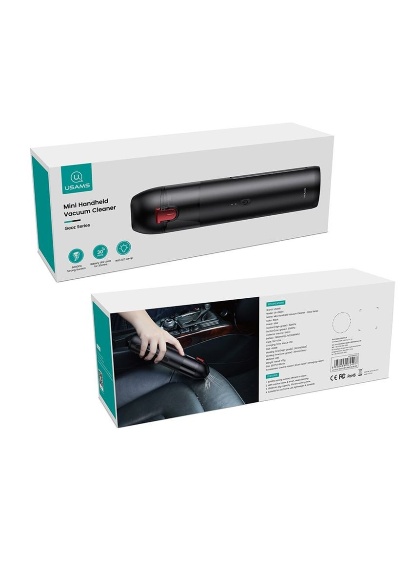 Автомобильный пылесос Suction 6000Pa Black (MNXCQZB23401) USAMS US-ZB234 Mini Handheld Vacuum Cleaner Geoz Series (342748053)