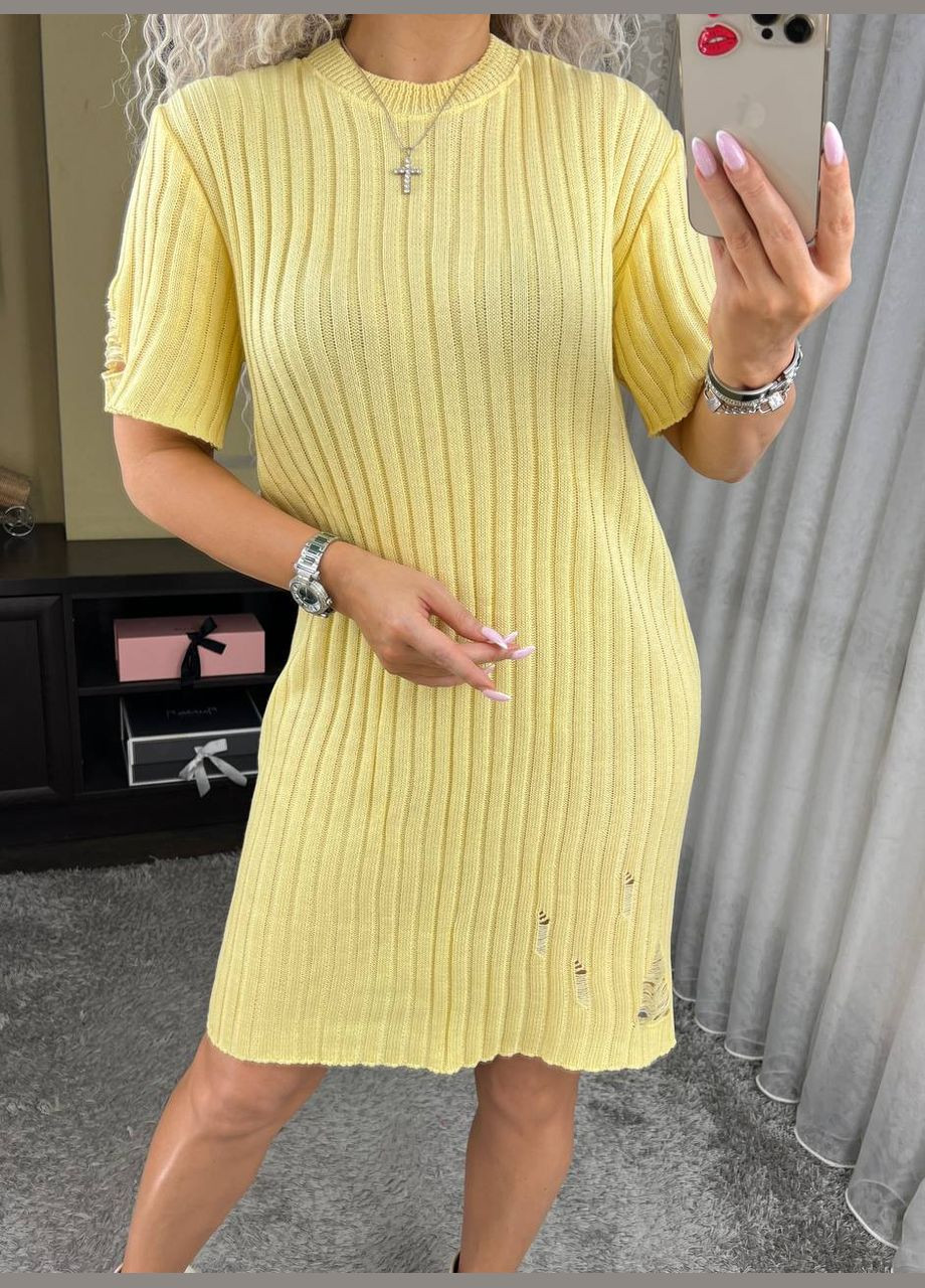 Желтое платье анита рванка из итальянского хлопка желтая You Best