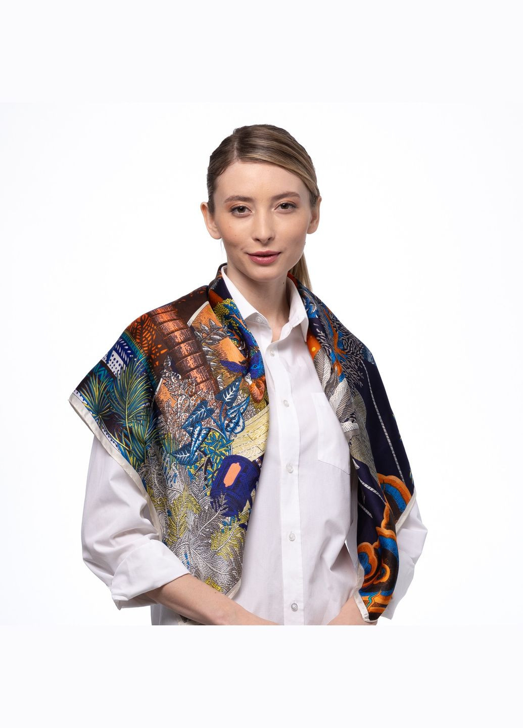 Платок женский с принтом атлас разноцветный БОННИ LuckyLOOK 380-493 (324741845)