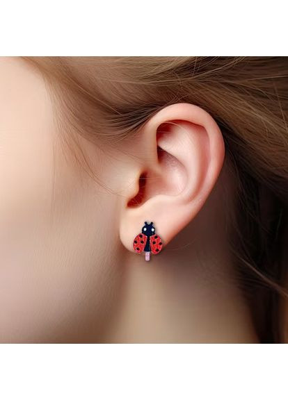 Дитячі сережки кліпси Божа корівка (принт k_014) CASE CONTROL (360709512)