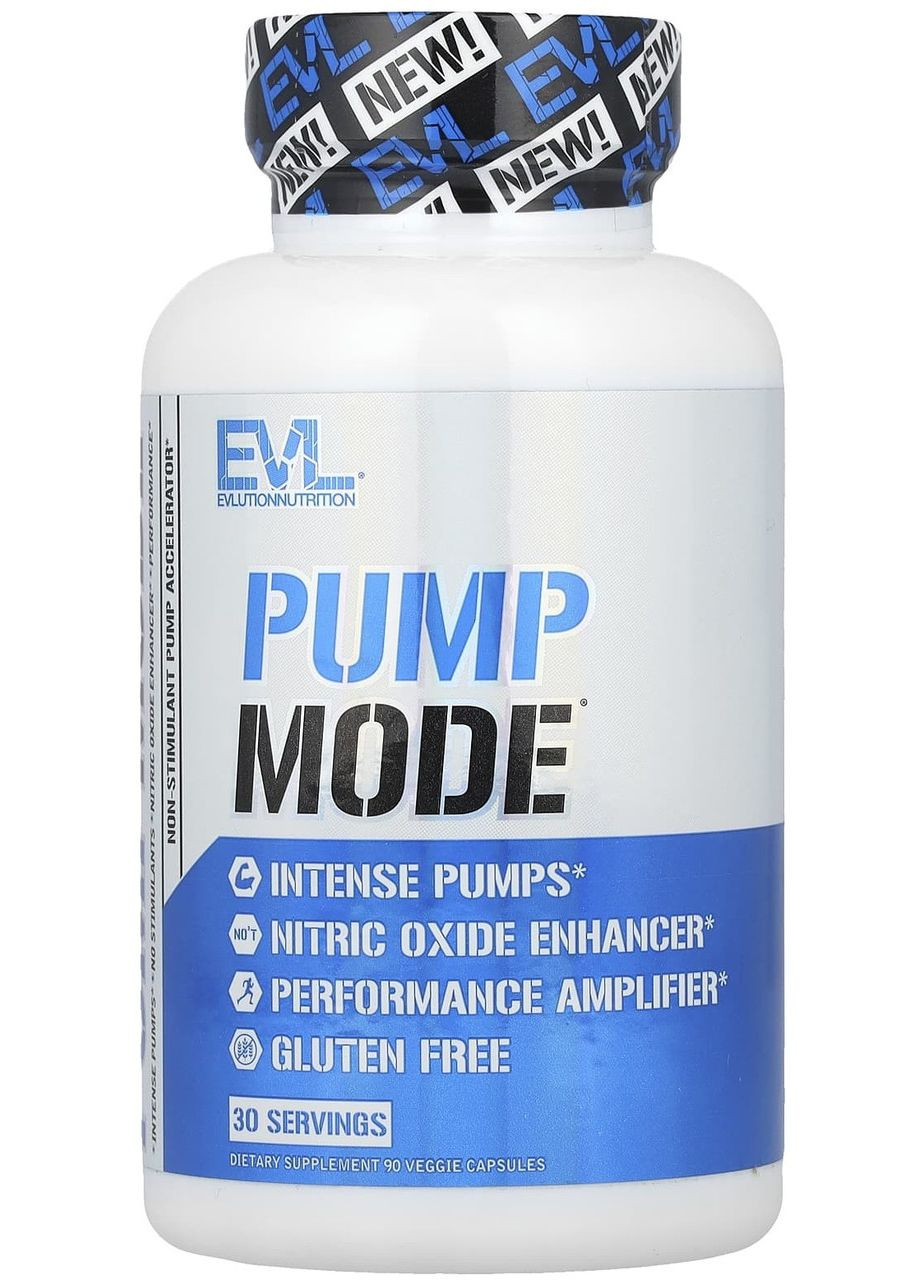 Передтренувальний комплекс для підтримки серця з L-аргініном, "Pump Mode®", 90капс.. EVLution Nutrition (350314686)