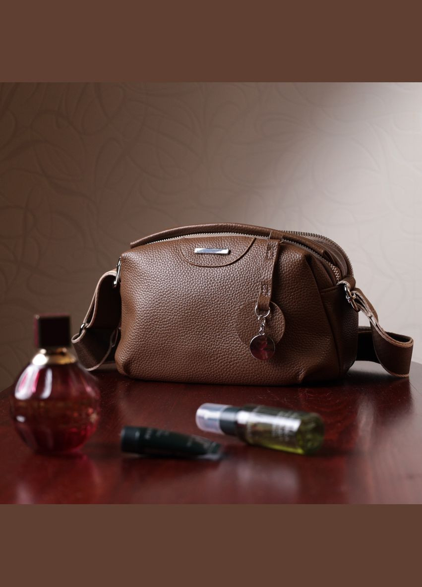 Сумка кроссбоди с широким ремнем через плечо женская с двумя отделениями из натуральной кожи 22596 Vintage (329195482)
