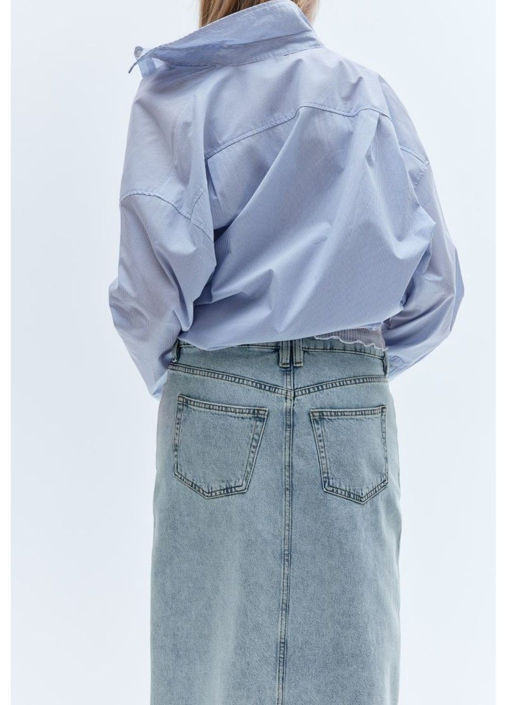 Жіноча джинсова спідниця з потертими краями Н&М (56985) XS Блакитна H&M (291903283)