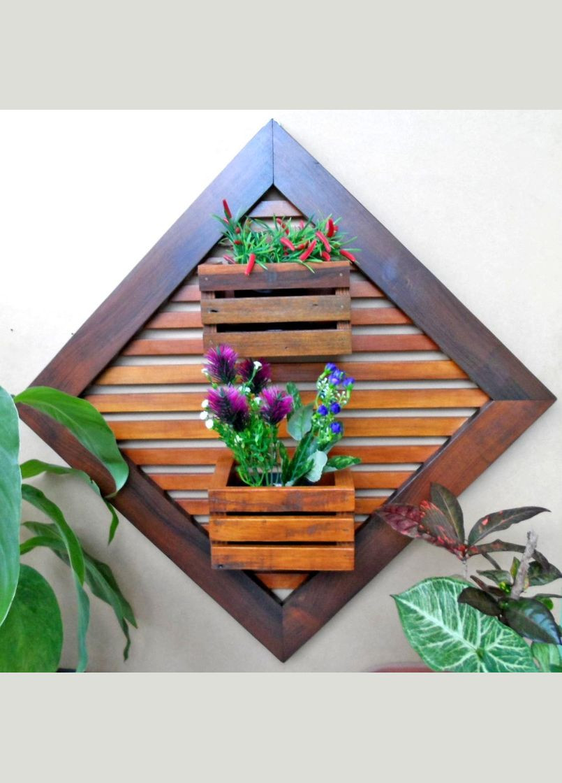 Полиця настінна для квітів з дерева Макапа капучино (ЦВС-003609) No Brand (328224854)