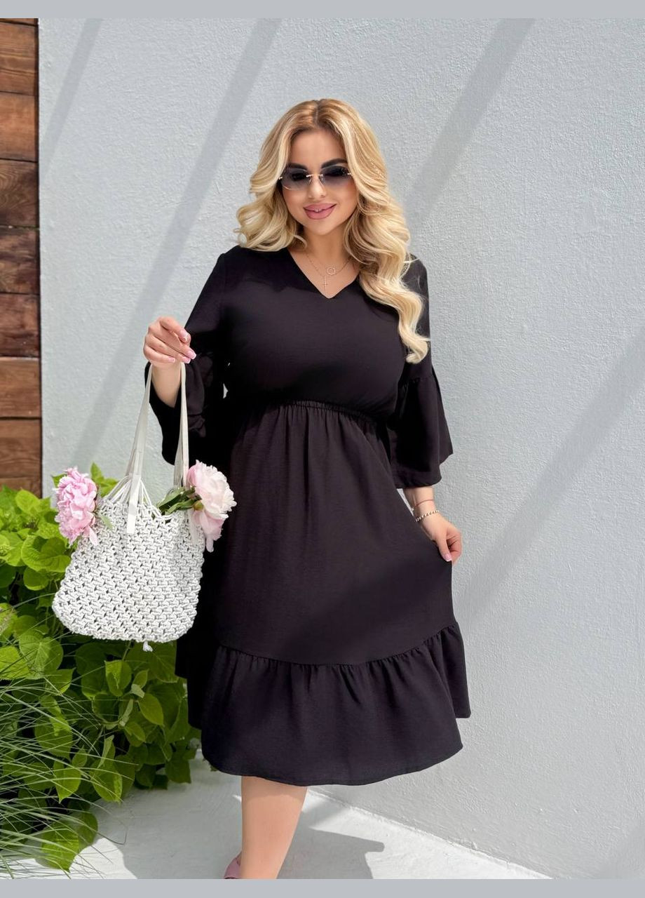 Чорна повсякденний сукня DK/DL Мода без кордонів однотонна