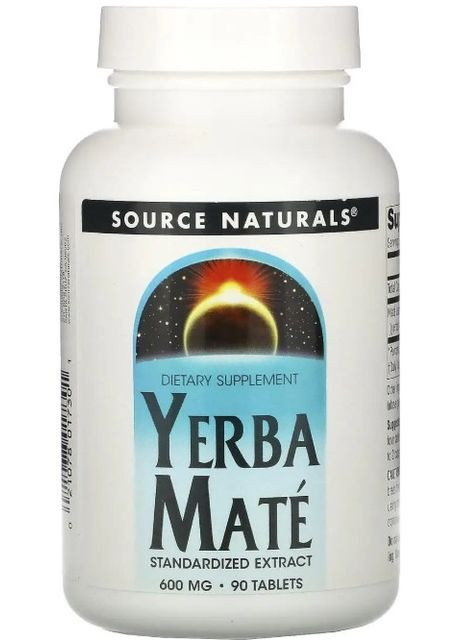 Мате (Падуб парагвайский) Yerba Mate 600 мг 90 таб Source Naturals (359473436)