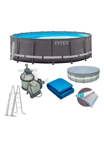 Каркасний басейн 488x122 см з фільтр-насосом і тентом (26326) Intex (393928047)