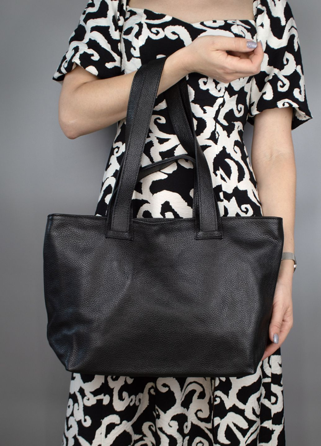 Сумка шопер жіноча шкіряна 02771 велика чорна Virginia Conti (300149055)