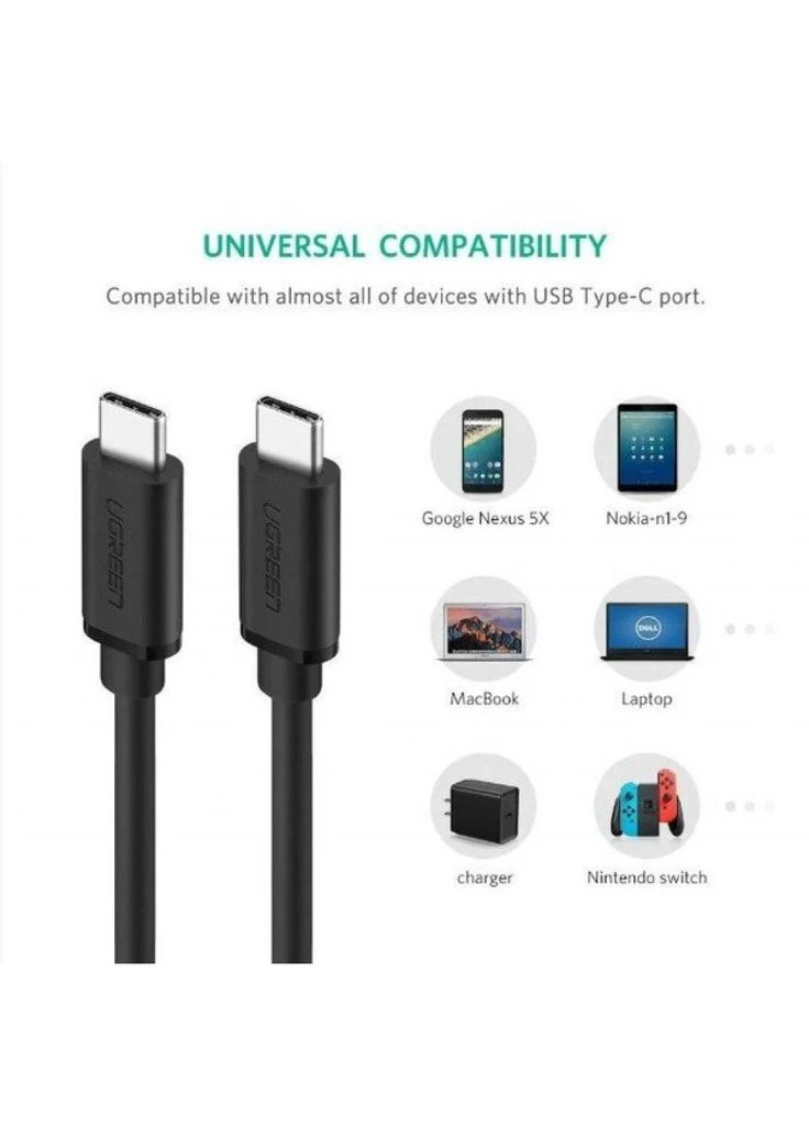 Дата кабель USB-C to USB-C 1.0m US286 3A Black (50997) Ugreen (382056431)