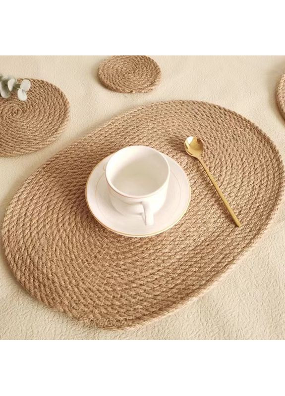 Подтарельник плетеный из джута, овальный сервировочный плейсмат 40*30 см «Classic» China (366874848)