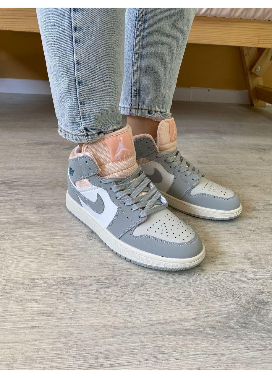 КРОСІВКИ ЖІНОЧІ NIKE AIR JORDAN 1 RETRO HIGH GREY WHITE ORANGE НАЙК АІР ДЖОРДАН No Brand сірі демісезони (367170560)