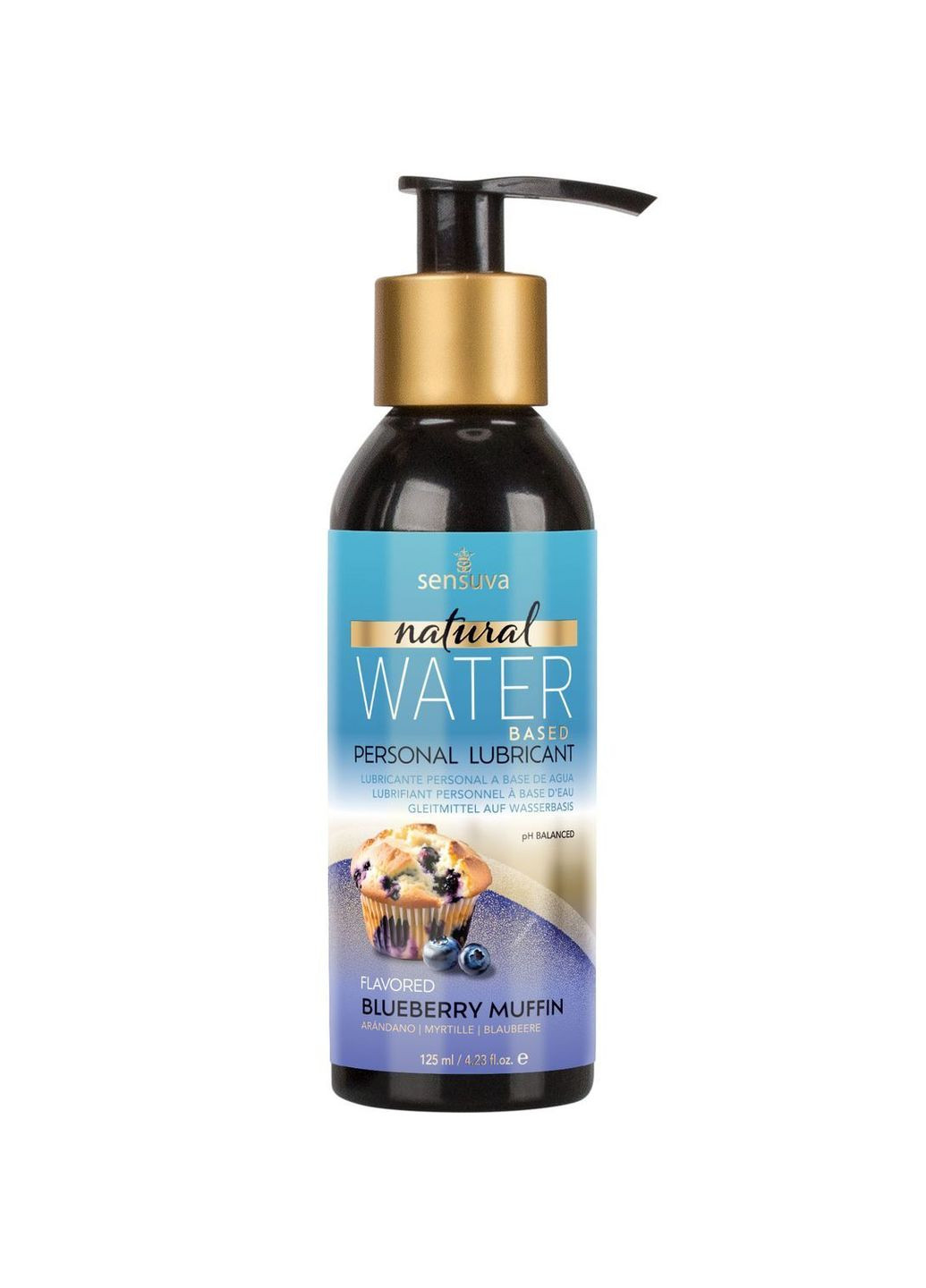 Смазка на водной основе Natural Water-Based Blueberry Muffin 125мл без глицерина и парабенов Sensuva (366876438)