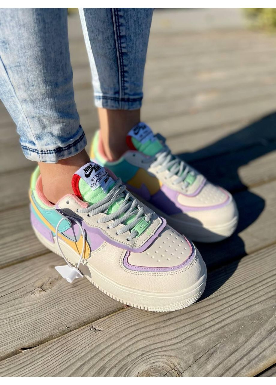 КРОСІВКИ ЖІНОЧІ NIKE AIR FORCE SHADOW PALE IVORY НАЙК АІР ФОРС 1 ПРЕМІУМ No Brand комбіновані зими (368855081)
