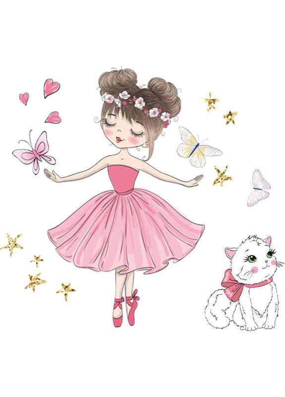 Наклейка на стіну Кіт з дівчинкою (лист 39 х 60 см) Б196-1 No Brand (315362534)