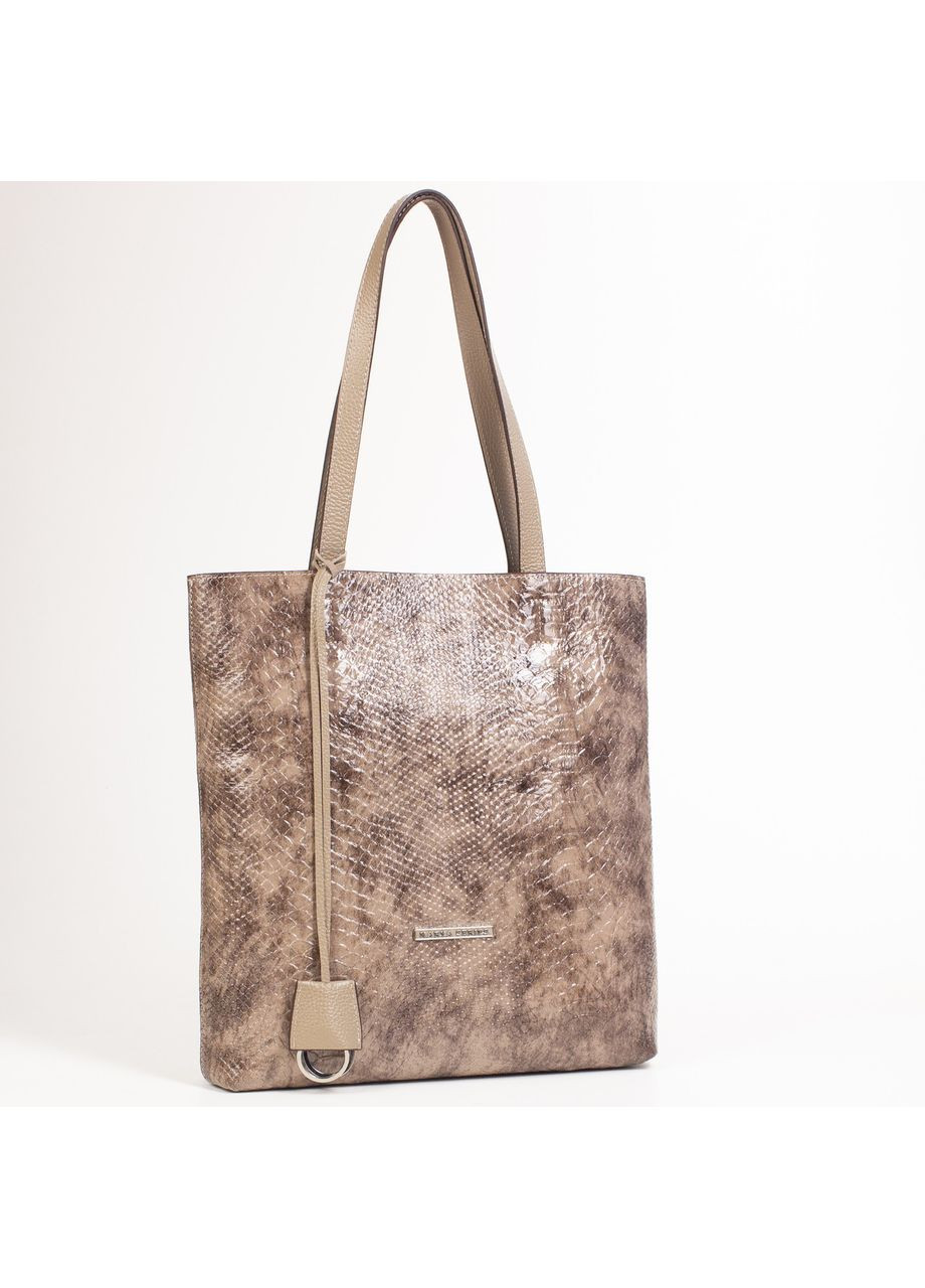 Женская кожаная сумка шопер 2576-645 черная "под рептилию" Karya (367735244)