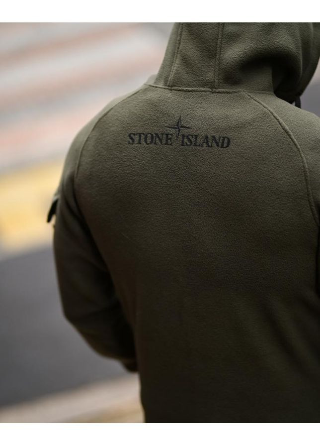 Стильний чоловічий спортивний костюм на флісі Stone Island хакі осінь/зима No Brand (372156510)