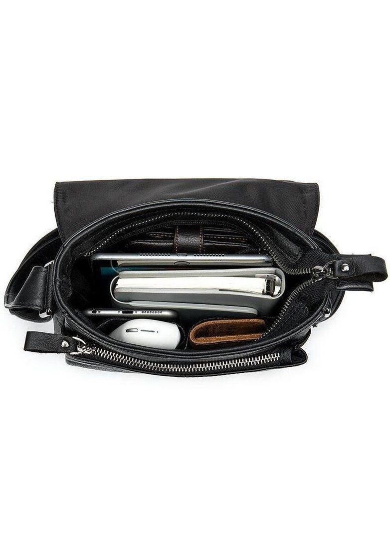 Шкіряна сумка крос боді чоловіча месенджер через плече чорна 20015 Vintage (329197651)