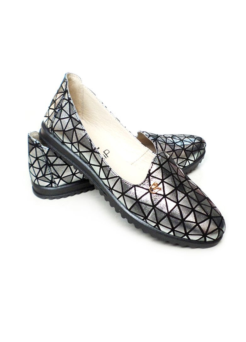 Женские балетки женские серебристые. размер 36 (23см). Slip | серебристые абстрактные натуральная кожа (359403336)