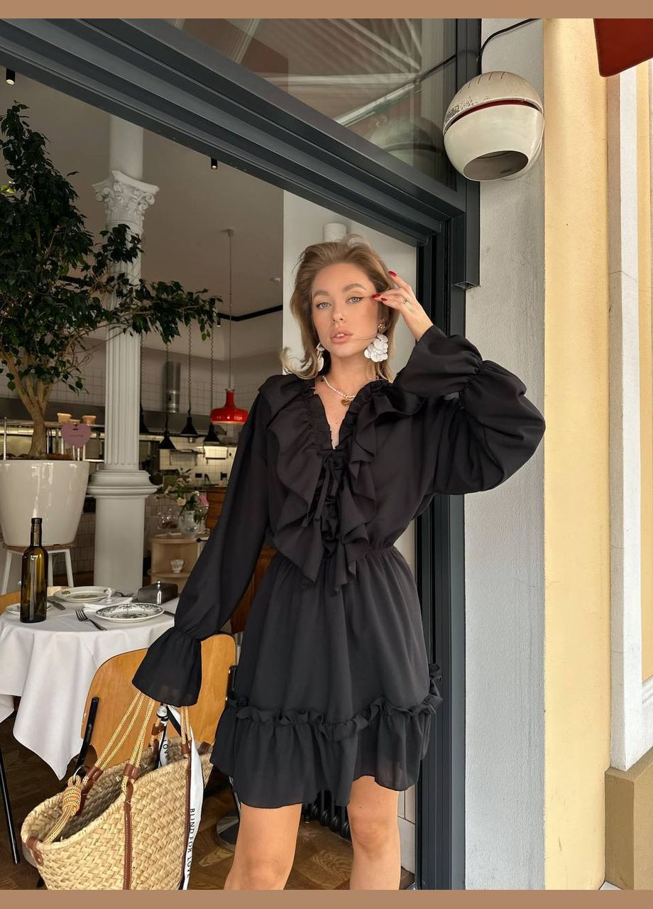 Чорна повсякденний, кежуал, вечірня жіноча сукня кльош FINO Mode