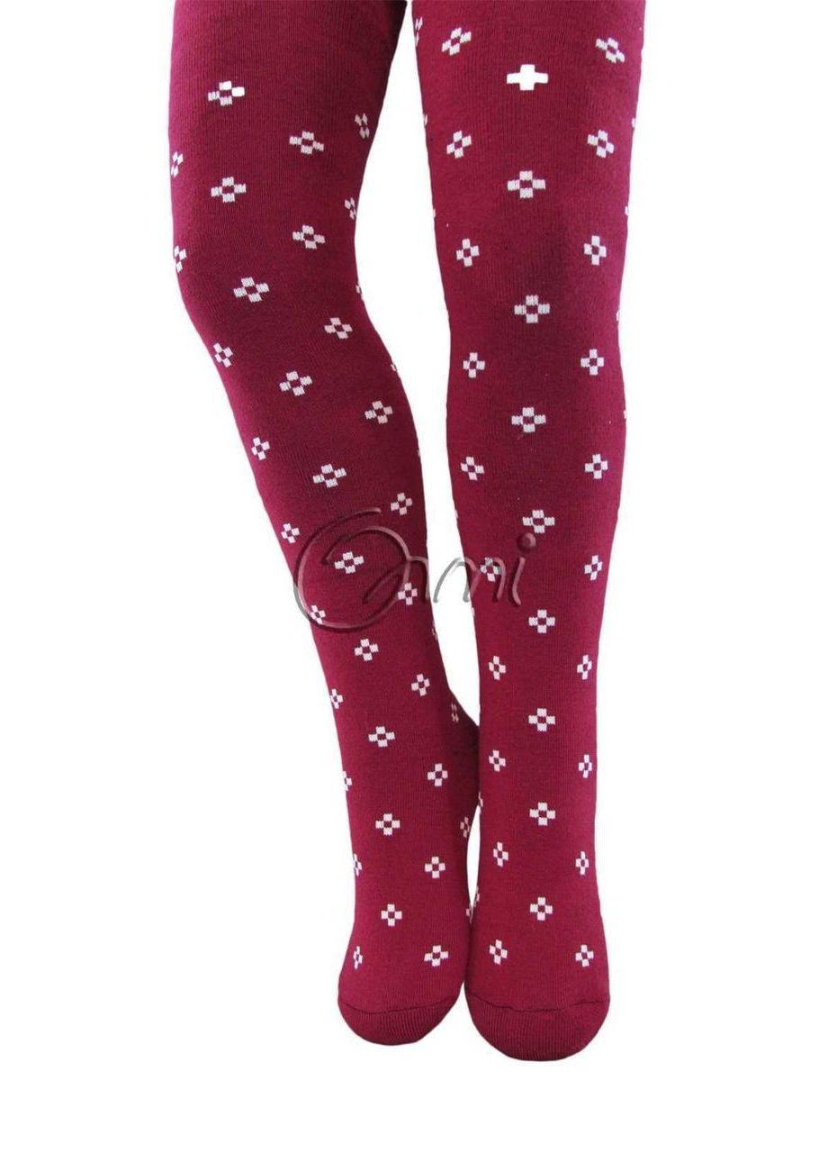 Колготки детские 1011м. р18. рис 055 бордовый орнамент Олмі (337310336)