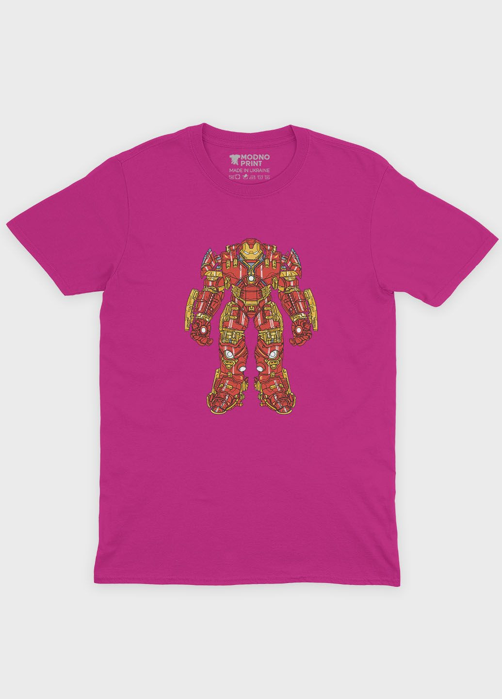 Рожева демісезонна футболка для хлопчика з принтом супергероя - залізна людина (ts001-1-fuxj-006-016-012-b) Modno