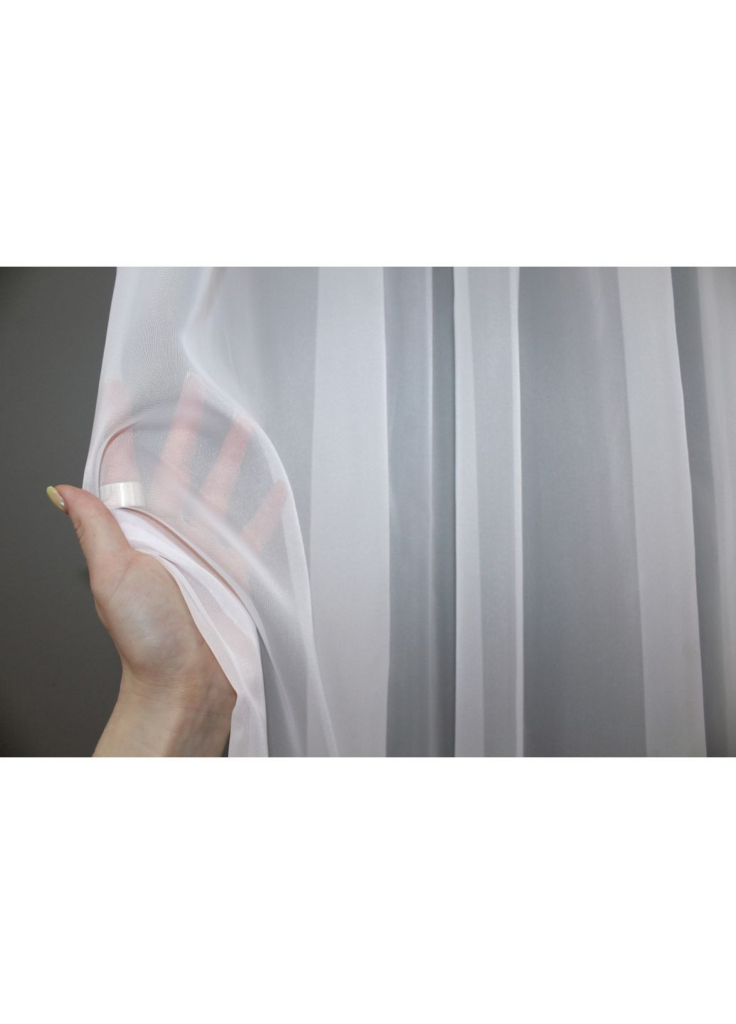 Тюль з бантовою тасьмою н101 Шифон однотонний Білий 500х270 см (44-022) VR-Textil (298122589)