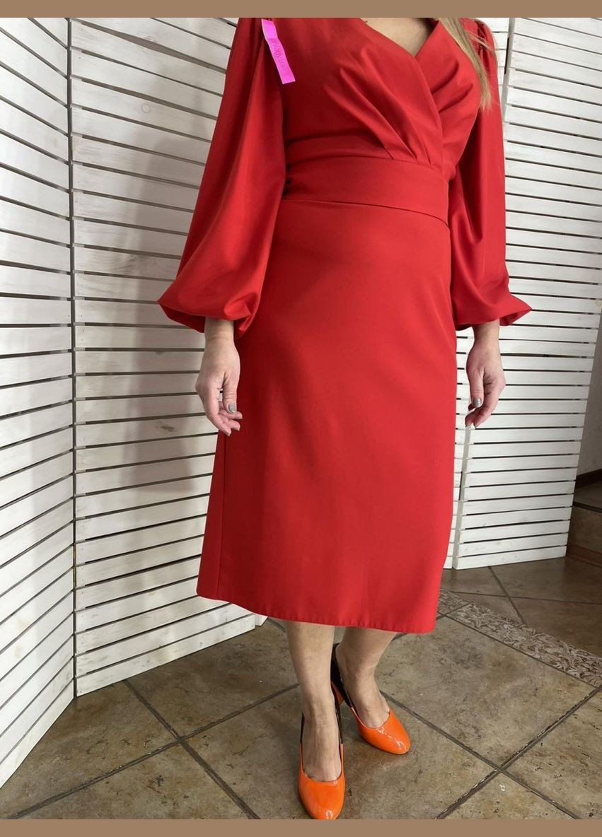 Красное коктейльное платье футляр FashionYouWant однотонное