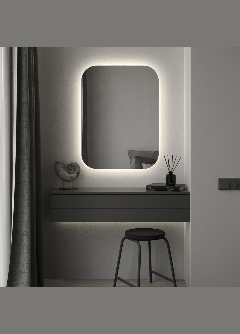 Дзеркало з підсвіткою для ванної кімнати та вітальні Мадрид від 800х600 MORELI (335424473)