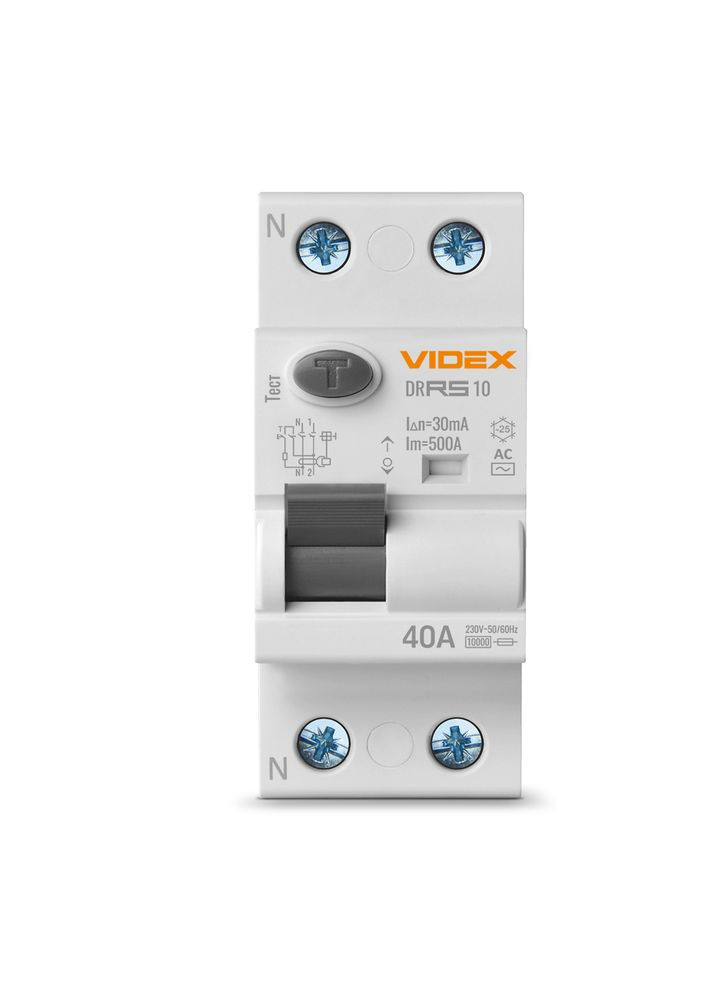 Устройство защитного отключения (УЗО) RESIST АС 2п 30мА 10кА 40А (VFRS10-DR2AC40) Videx (282312680)