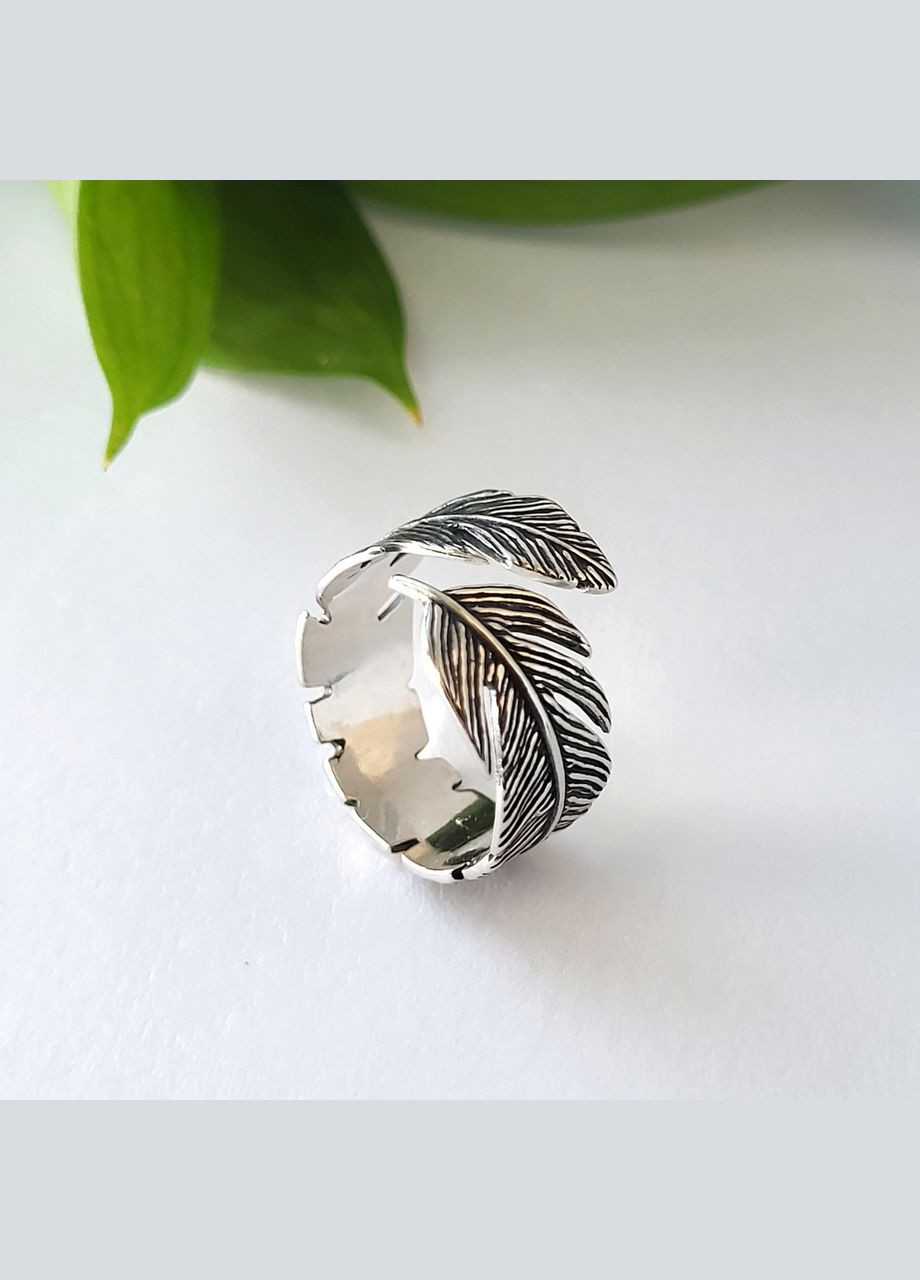 Серебряное широкое кольцо без камней Перо 16.5 размер черненное серебро 925 пробы 81061 3.73г Nobrand (363969233)