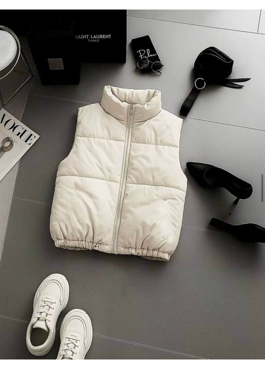 Жіноча укорочена жилетка на блискавці з коміром стійкою MonCher (356462138)