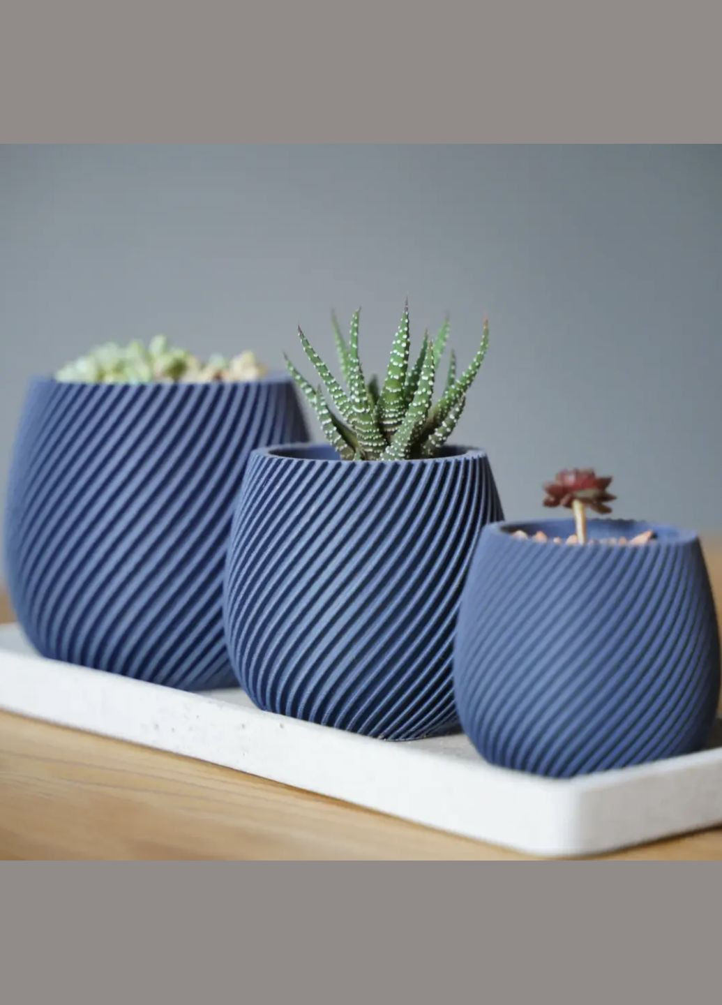 Квітковий горщик пластиковий для домашніх квітів і рослин настільний "Натуральна гармонія", блакитний, висота - 80мм UA3D (304997086)