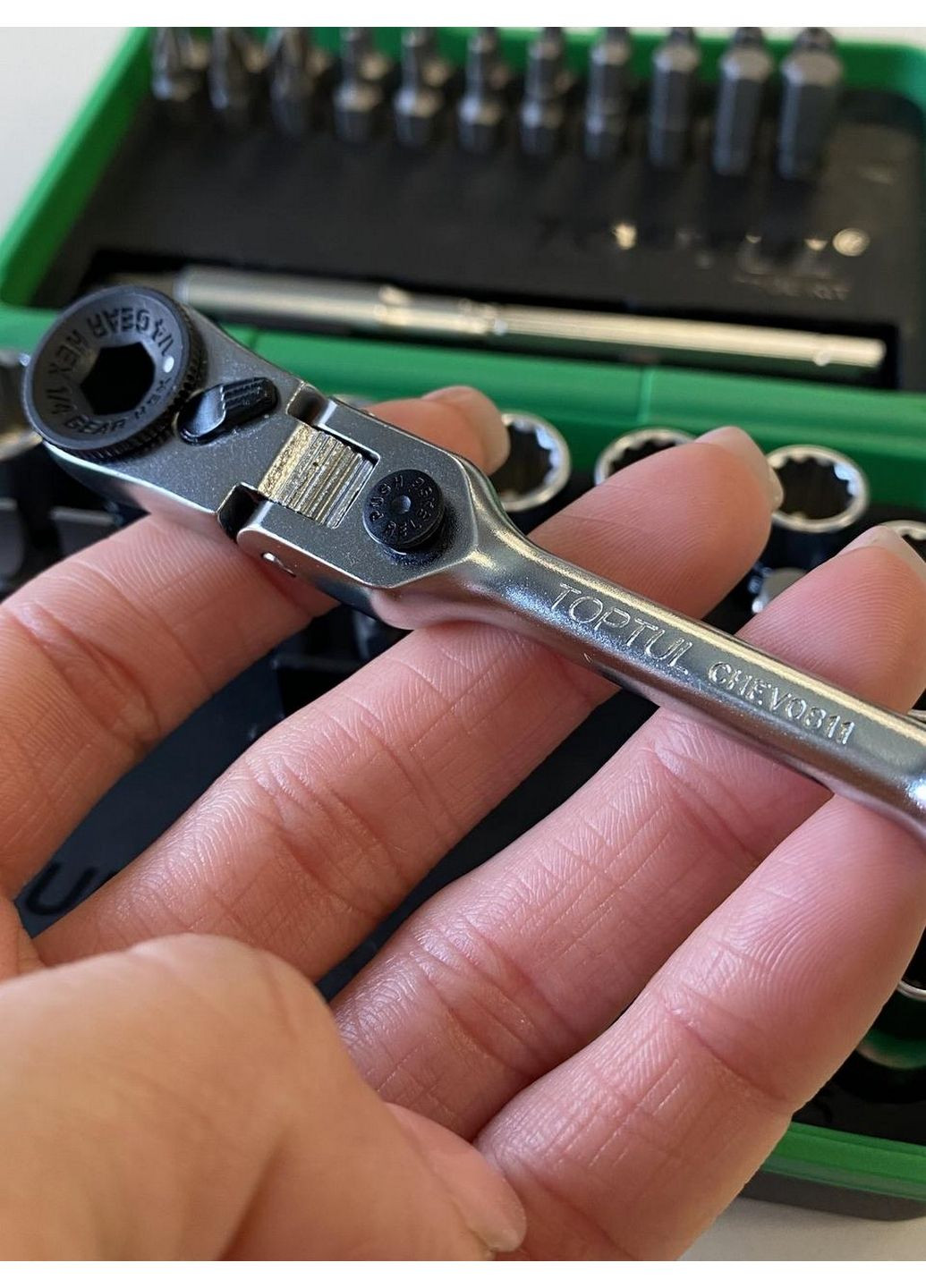 Трещотка мини 1/4" с шарниром 60 зубцов (исп. с FTDF0810) TOPTUL (289364400)