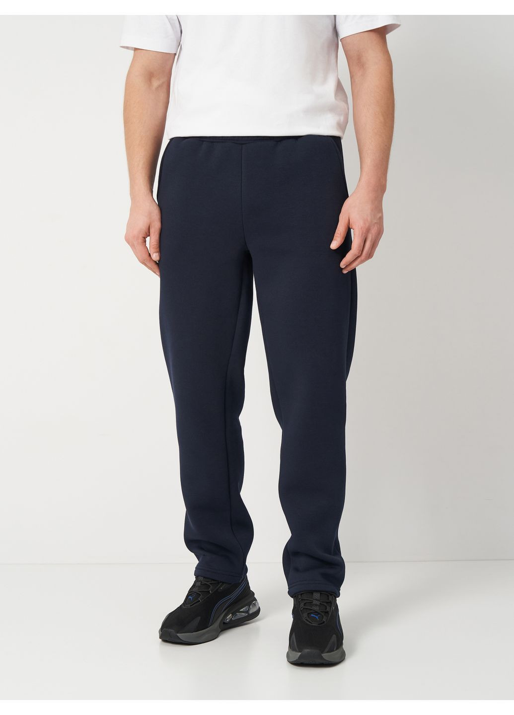 Темно-синие спортивные, повседневный, домашние, кэжуал зимние зауженные, прямые брюки Malta