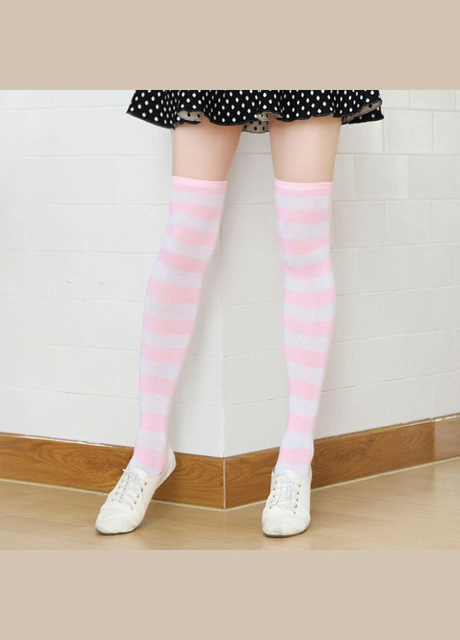 Гольфы зебра розовые с белыми полосками One Size No Brand (308205469)