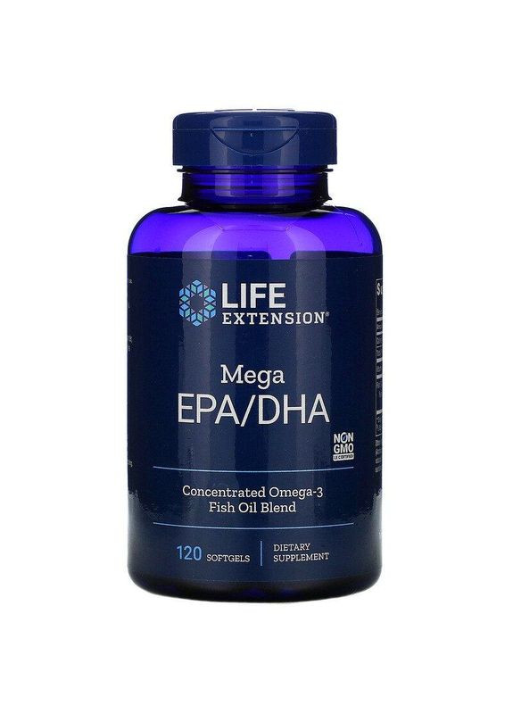 Рыбий жир, мега EPA DHA, Mega EPA/DHA,, 120 мягких капсул Life Extension (322064450)
