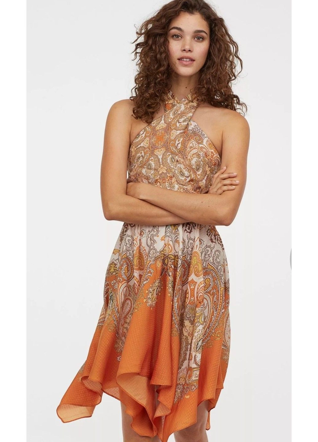 Помаранчева повсякденний жіноча сукня з ліоцелю н&м (57090) м оранжева H&M