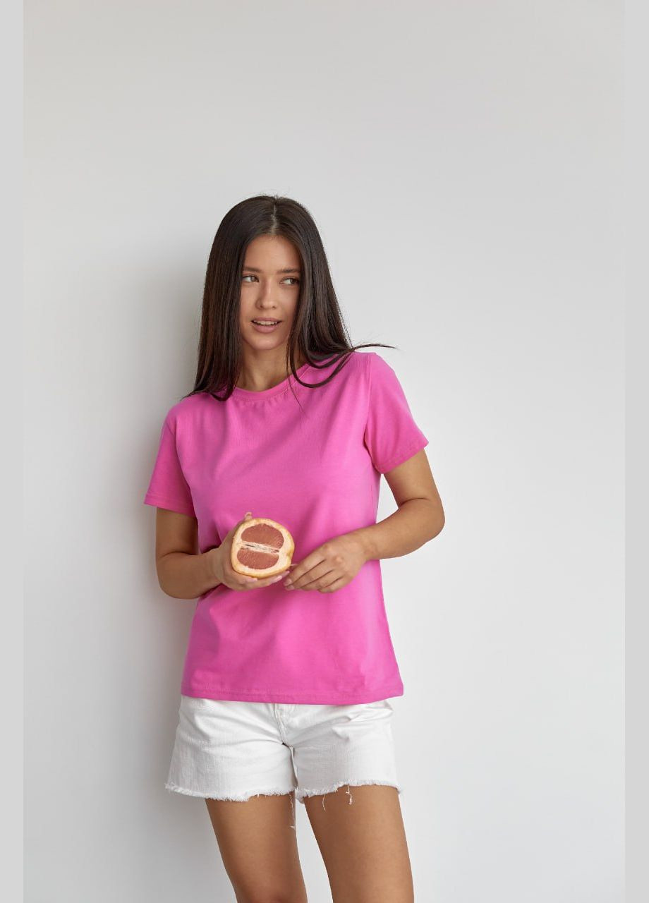 Розовая женская базовая футболка цвет розовый р.2xl 449916 New Trend