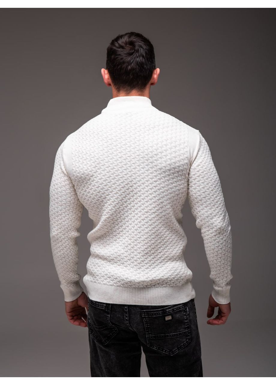 Білий демісезонний чоловічий в’язаний гольф з високим коміром Vakko