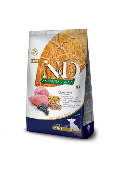 Низкозерновой сухой корм N&D, для щенков мелких пород, ягненок с черникой, 800 г (*) Farmina (304424859)