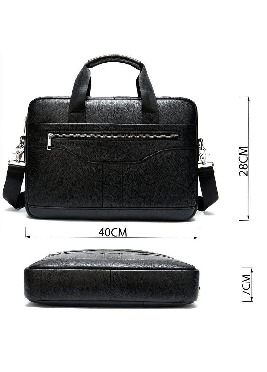 Деловая мужская сумка из зернистой кожи 14886 Черная Vintage (298568158)