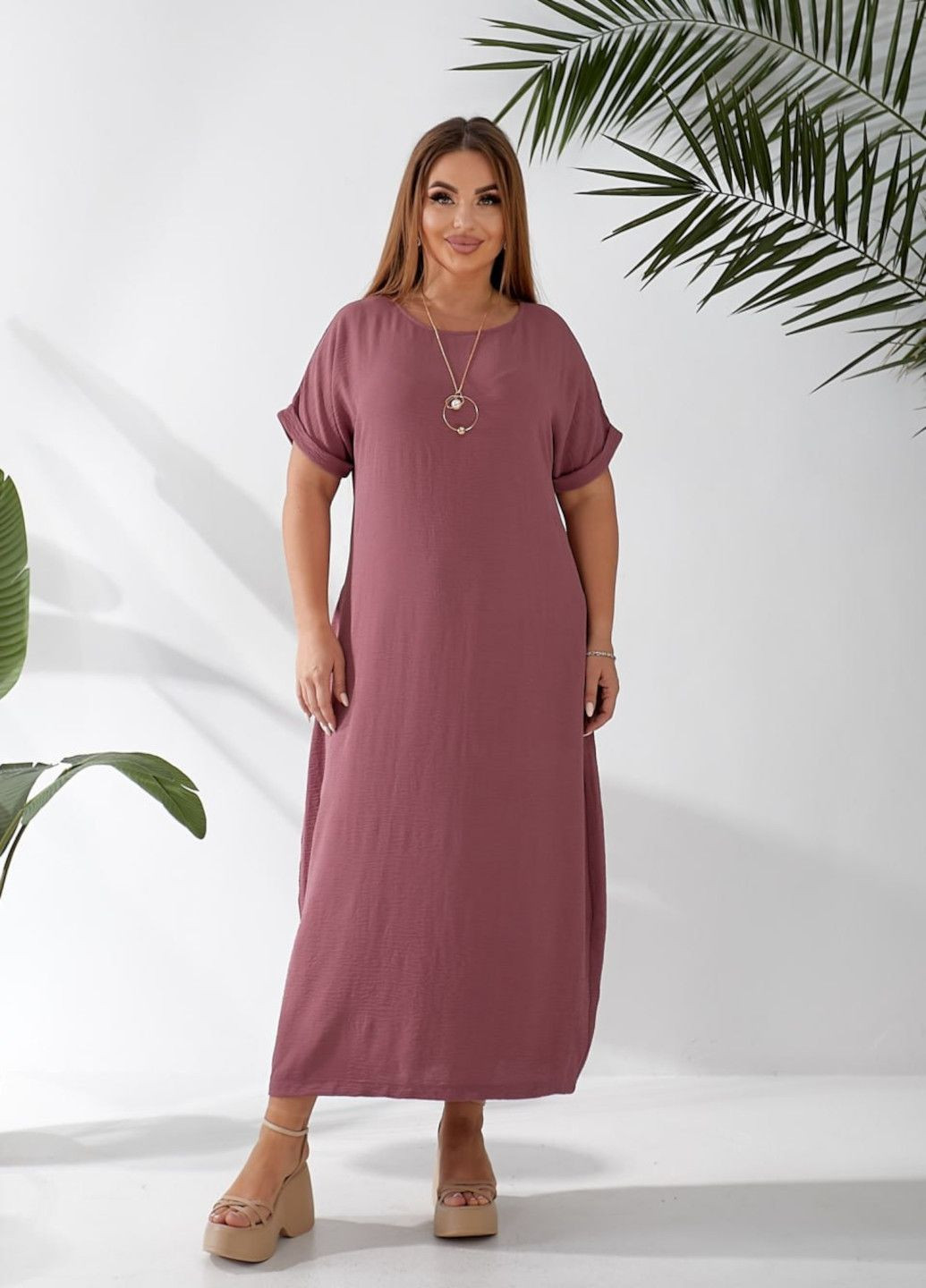 Красное кэжуал платье "boho" женское MeeLan однотонное