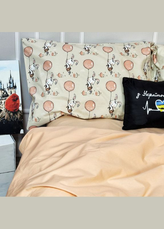 Постельное белье Персиковый зайчик Ранфорс Евро MERISET (306739771)