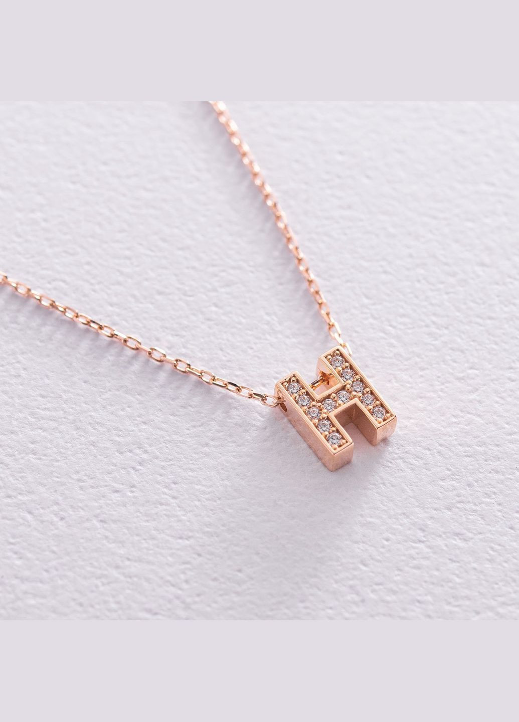 Золоте кольє з літерою Н (фіаніти) кол01255Н 44 Oniks (264644611)