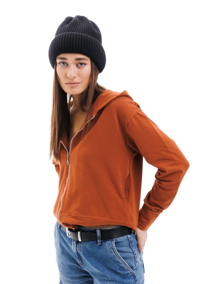 Помаранчевий толстовка жіноча на блискавці темно-теракотова Arjen (294906790)
