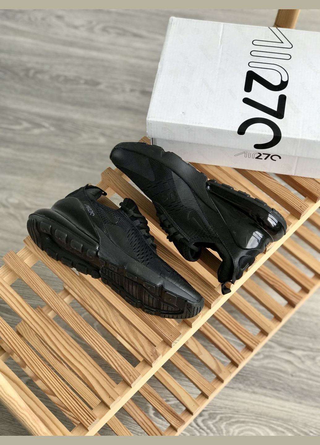 Кроссовки женские и мужские Nike Air Max 270 black| Найк Аир Макс 270 черные No Brand чёрные демисезоны (307288658)