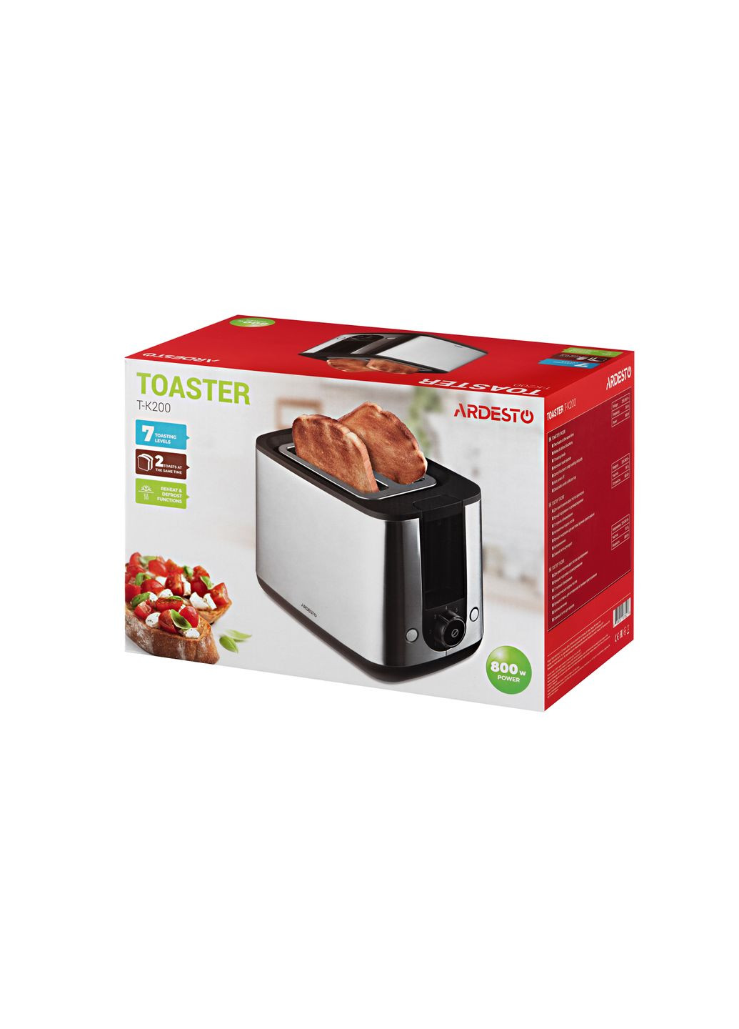 Тостер Steel Collection T-K200 800Вт, метал+пластик, сріблястий+чорний Ardesto (315350724)