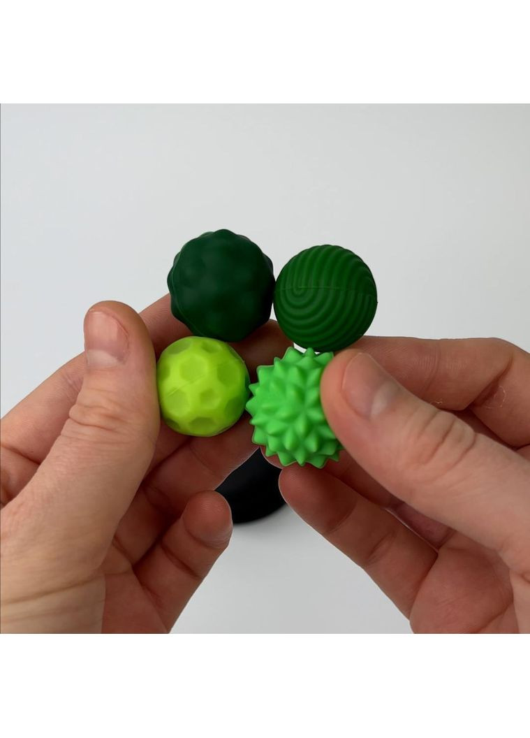 Магнітні сенсорні антистрес кульки з різними фактурами, набір 4 шт у кейсі зелені No Brand (371372767)